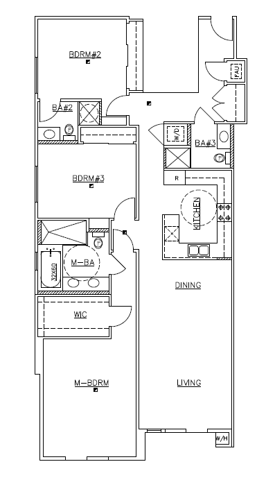 Floor plan for 3 beds, 3 baths, 1694 sqft